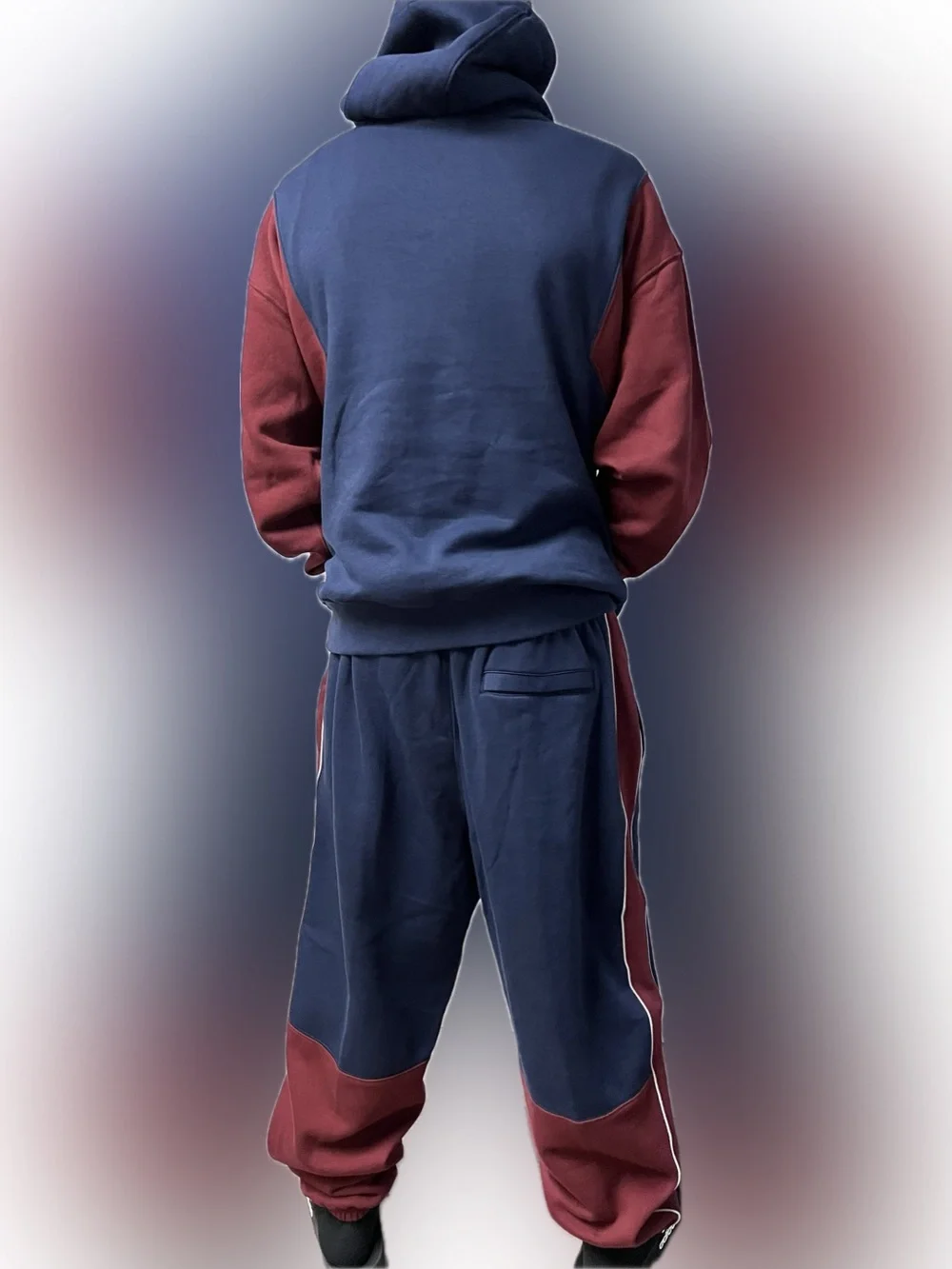 Nike Navy Maroon Two-Tone Hoodie and Joggers sweatsuit sweatpants hoodie set NWT